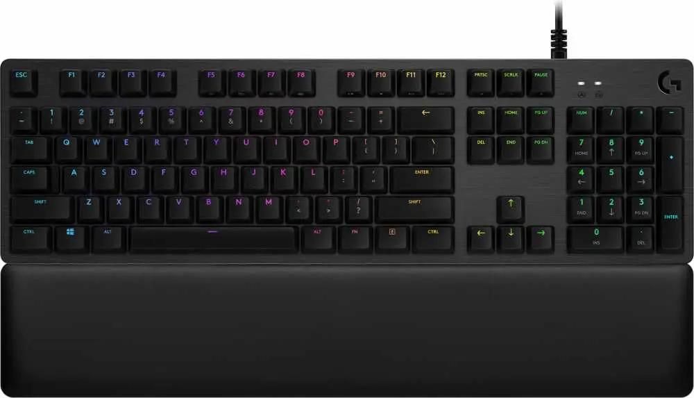 Клавиатура Logitech G513 Tactile (GX Brown switches),  USB, c подставкой для запястий, заводское нанесение кириллицы, черный [920-009329]